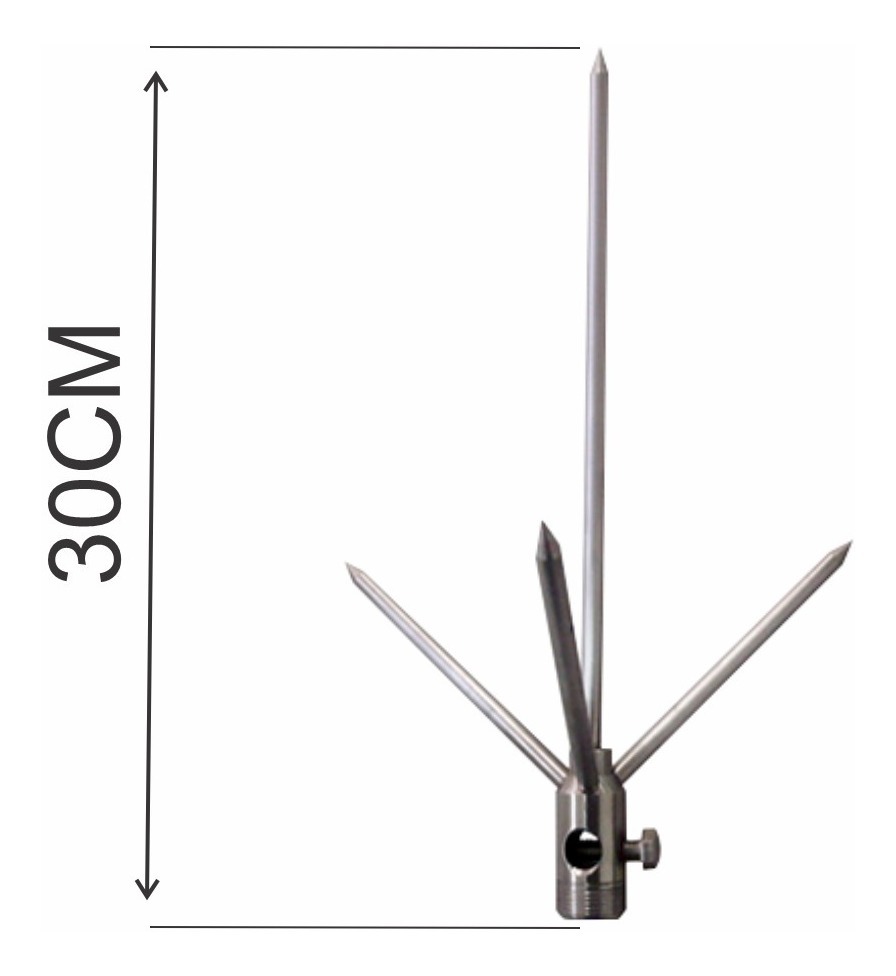 Captor Franklin Para Raio 4 Pontas, 1 Descida Latão Niquelado - Imagem 3